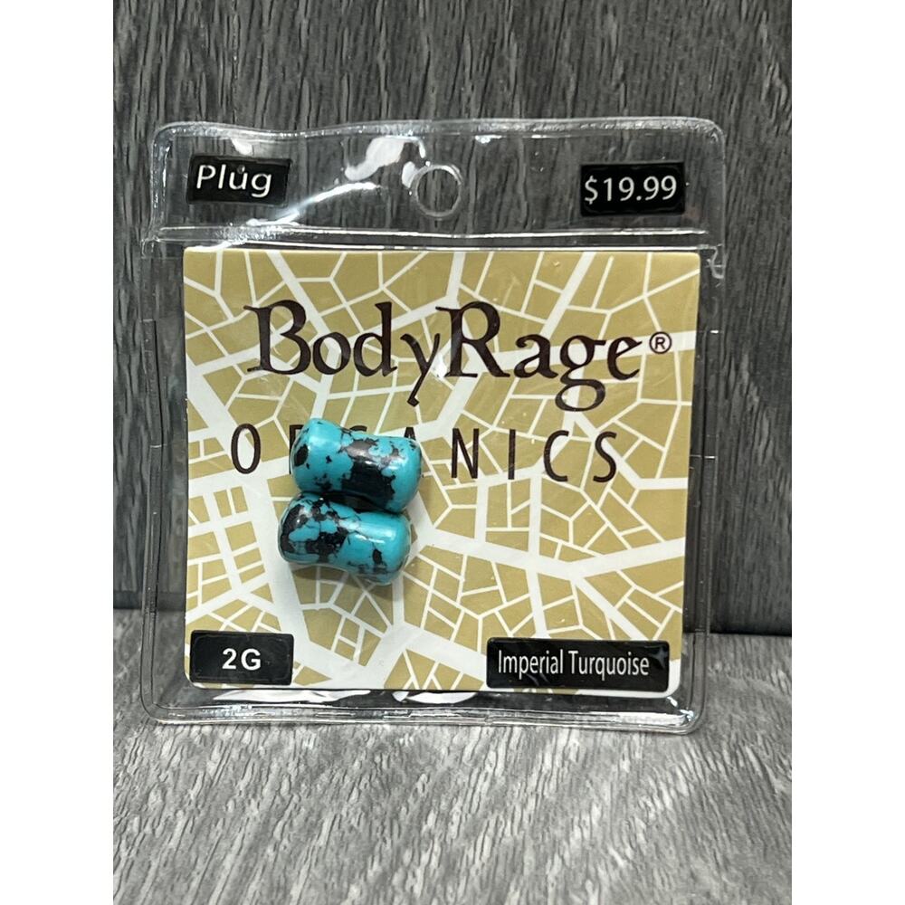 BodyRage Plug Imperial Turquoise 2G‎ Organic Ear Stretcher